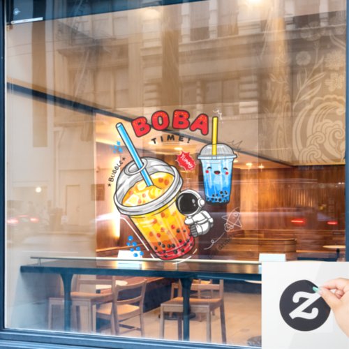 Boba Time Bubble Tea Drinks Business  Window Cling