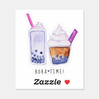 Boba Time Bubble Tea Sticker by Celebrais at Zazzle