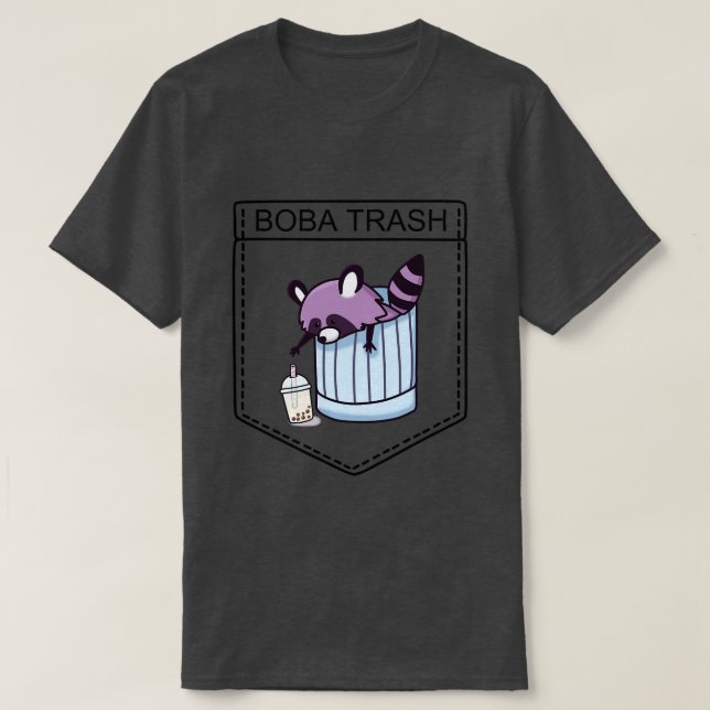 Boba Trash Racoon Tshirt Pocket (Design Front)