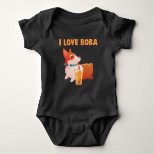 Boba Welsh Corgi Pembroke Bubble Tea Kawaii Dog Baby Bodysuit