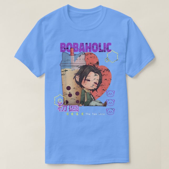 Bobaholic Bubble Tea Japanese Boba Milk Tea Anime  T-Shirt (Design Front)
