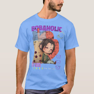 Bobaholic Bubble Tea Japanese Boba Milk Tea Anime  T-Shirt