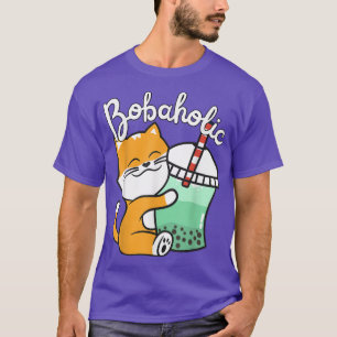 Bobaholic Cute Milk Tea Cat Boba Kitty Bubble Tea  T-Shirt