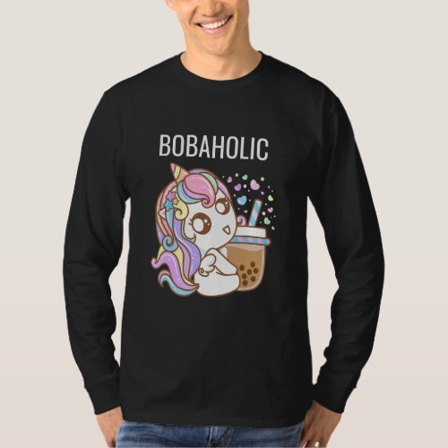 Bobaholic Funny Unicorn Bubble Tea Shirts Women Bo