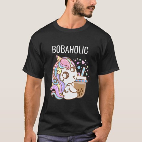 Bobaholic Funny Unicorn Bubble Tea Shirts Women Bo