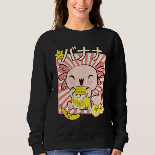 Bobalotl Axolotl Banana Milk Carton Drinking Boba  Sweatshirt
