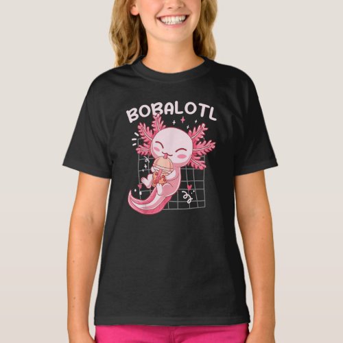 Bobalotl Axolotl Boba Tea Bubble Anime Gift Girls  T_Shirt