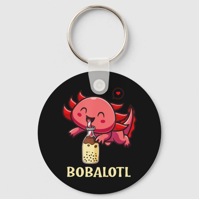 Bobalotl Axolotl Boba Tea Bubble Milk Anime Lover  Keychain (Front)