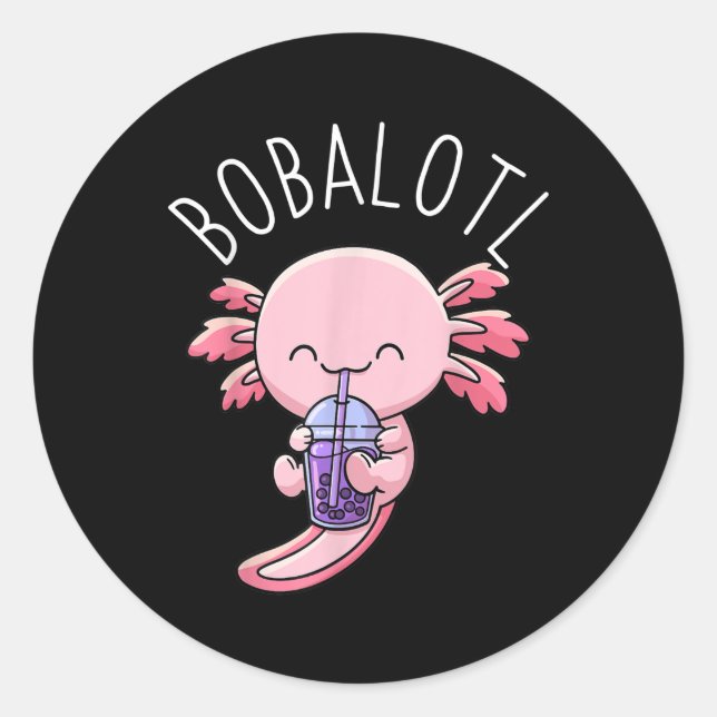 Bobalotl Axolotl Boba Tea Bubble Milk Classic Round Sticker (Front)