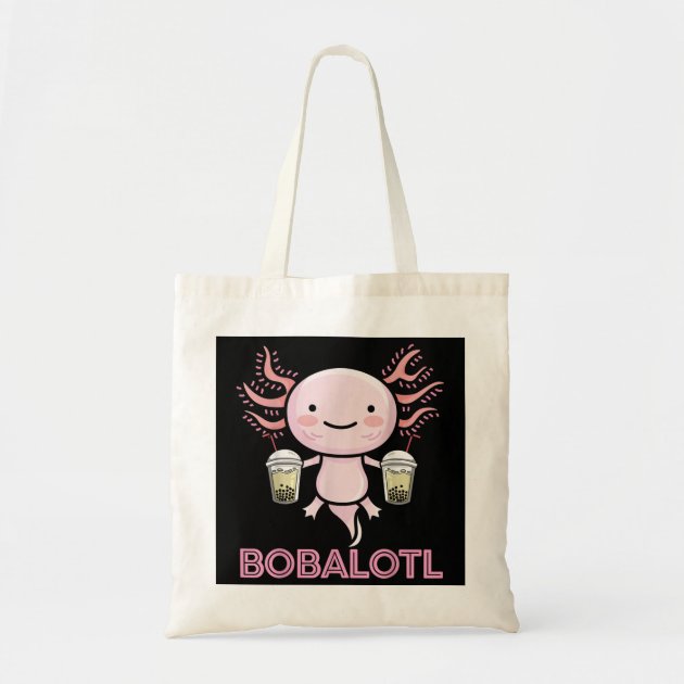 LEVLO Cute Axolotl Tote Bag - Canvas Shoulder Bag For Fans, Salamander Lovers Gift, Bobalotl Merch