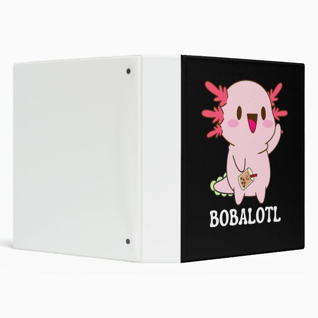 Bobalotl Axolotl Bubble Tea 3 Ring Binder (Background)