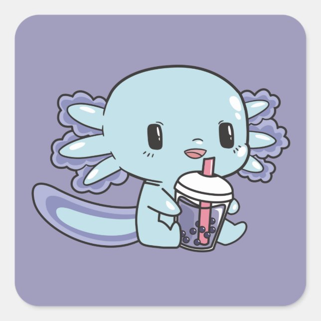 Bobalotl Axolotl Lovers Sweet Animals Bubble Tea S Square Sticker (Front)