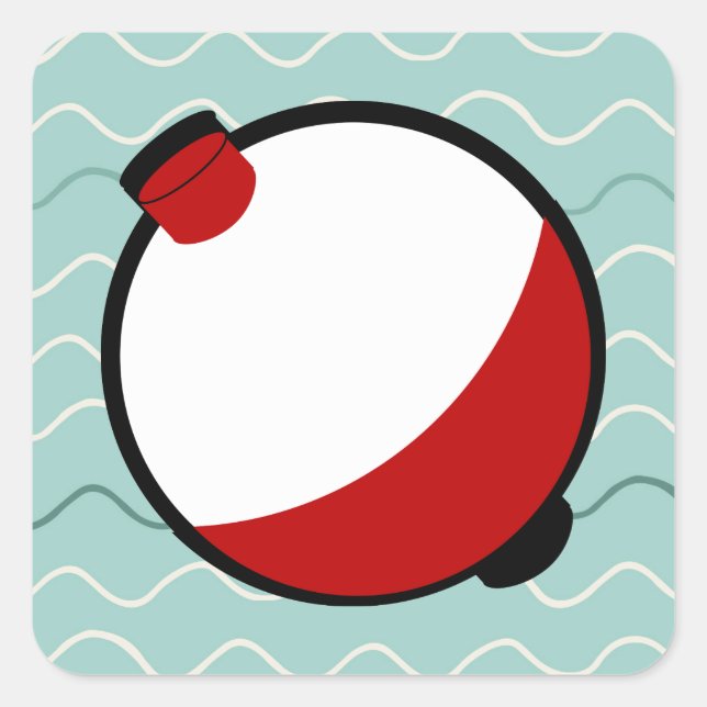 Bobber and Wavy Water Square Sticker (Front)