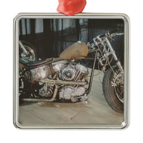 bobber bike metal ornament