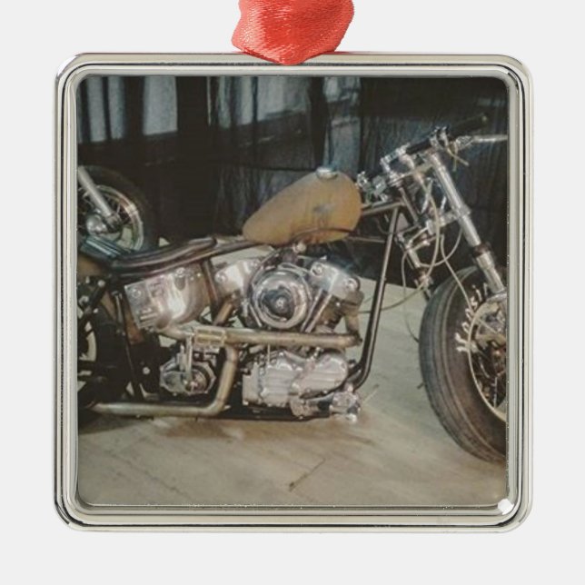 bobber bike metal ornament (Front)