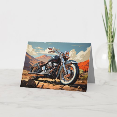 Bobber Motorcycle Card _ Desert Background