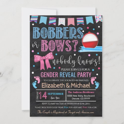 Bobbers or Bows Gender Reveal Invitation