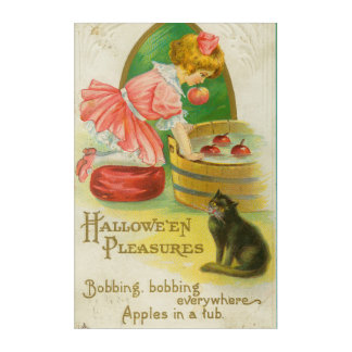 Bobbing for Apples Vintage Halloween Card, 1911 Acrylic Print