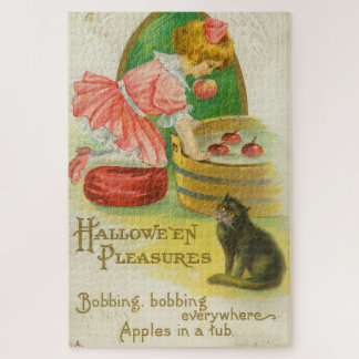 Bobbing for Apples Vintage Halloween Card, 1911 Jigsaw Puzzle