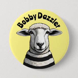 Bobby Dazzler Funny Sheep Striped Shirt Yellow Button