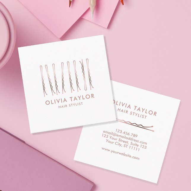 Bobby Pins Hair Stylist Hair Salon Hairdresser Square Business Card (Creator Uploaded)