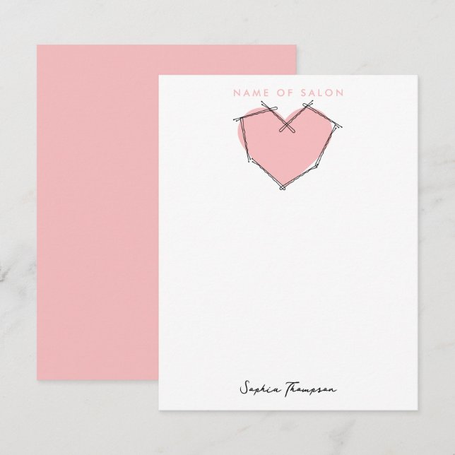 Bobby Pins Logo Hair Stylist Pink Business Note Card (Front/Back)