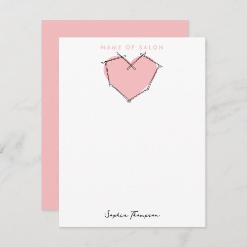 Bobby Pins Logo Hair Stylist Pink Business Note Card
