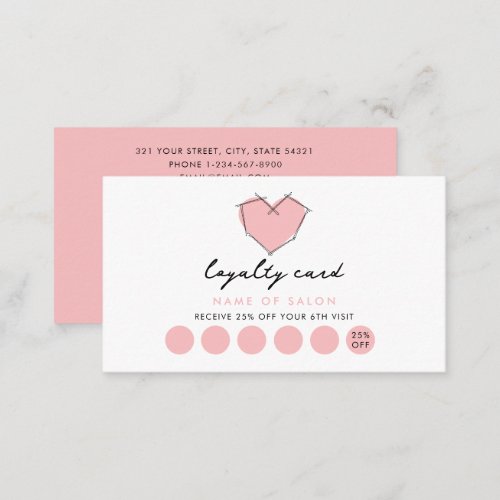 Bobby Pins Logo Hair Stylist Pink Loyalty Card