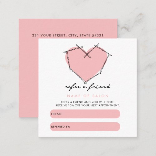 Bobby Pins Logo Hair Stylist Pink Refer a Friend Loyalty Card