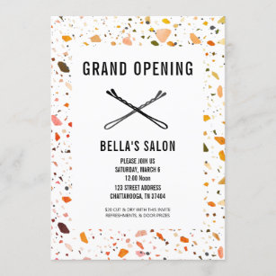 Bobby Pins Terrazzo Salon Opening Invitation