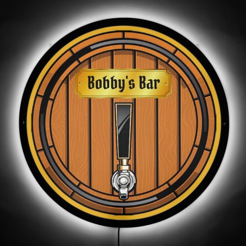 Bobbys Bar Beer Keg LED Sign
