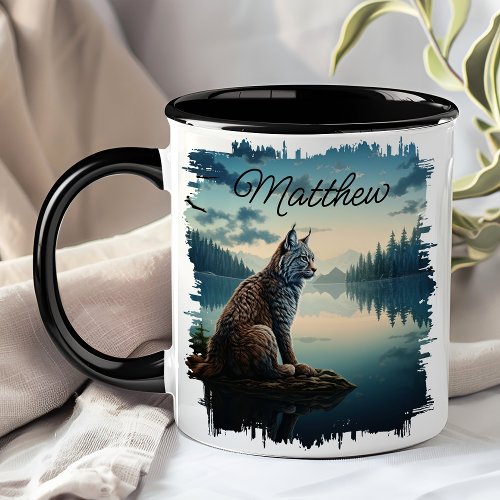 Bobcat by Lake Sunrise Wilderness  Mug