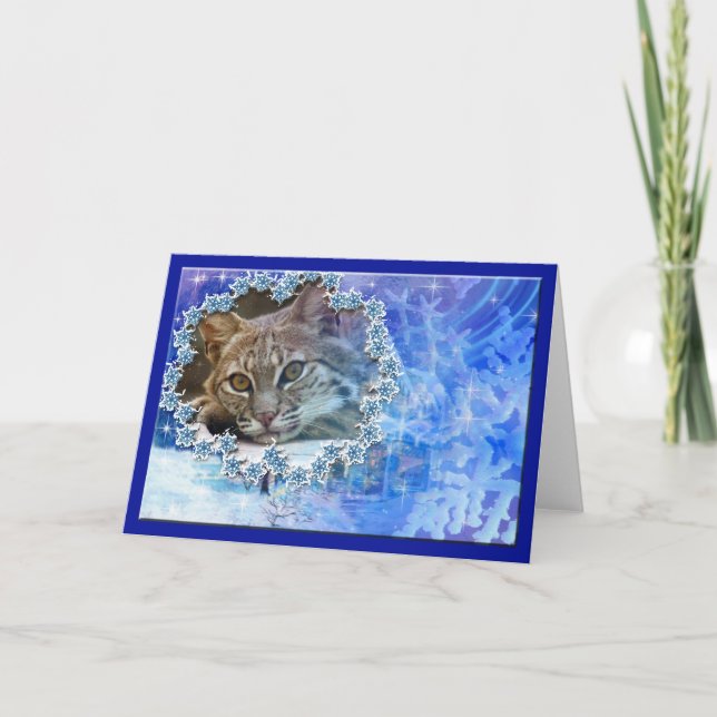Bobcat Christmas Greeting Card (Front)