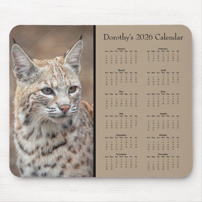 Bobcat customizable 2026 calendar mouse pad (Front)