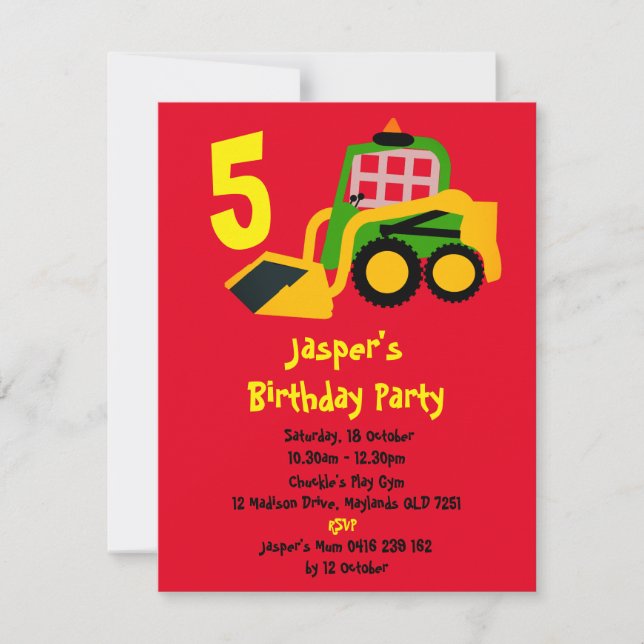 Bobcat Excavator Invitation (Front)