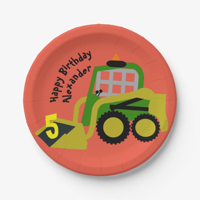 Bobcat Excavator Paper Plates (Front)