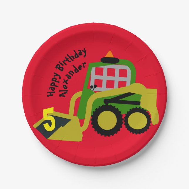 Bobcat Excavator Paper Plates (Front)
