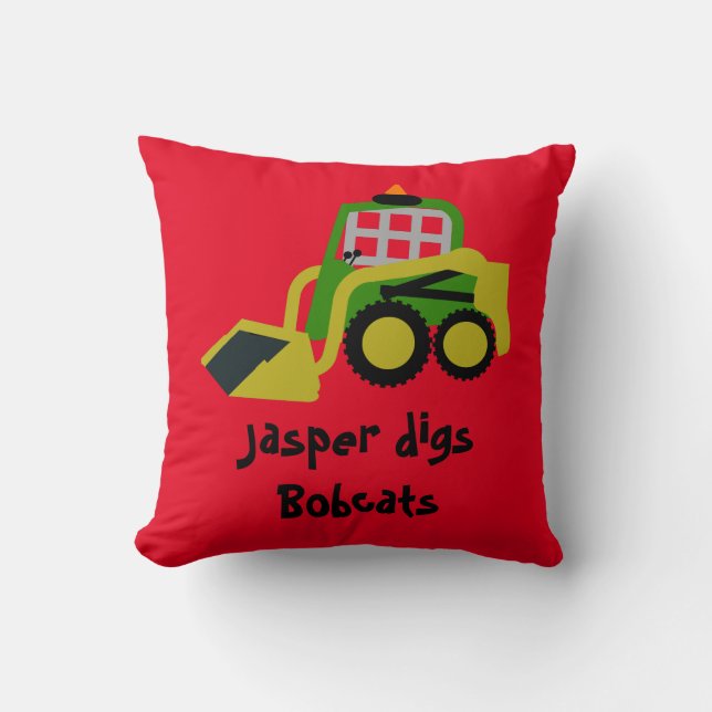 Bobcat Excavator Throw Pillow (Front)