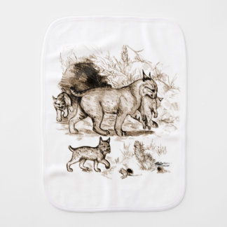 Bobcat Family Baby Burp Cloth