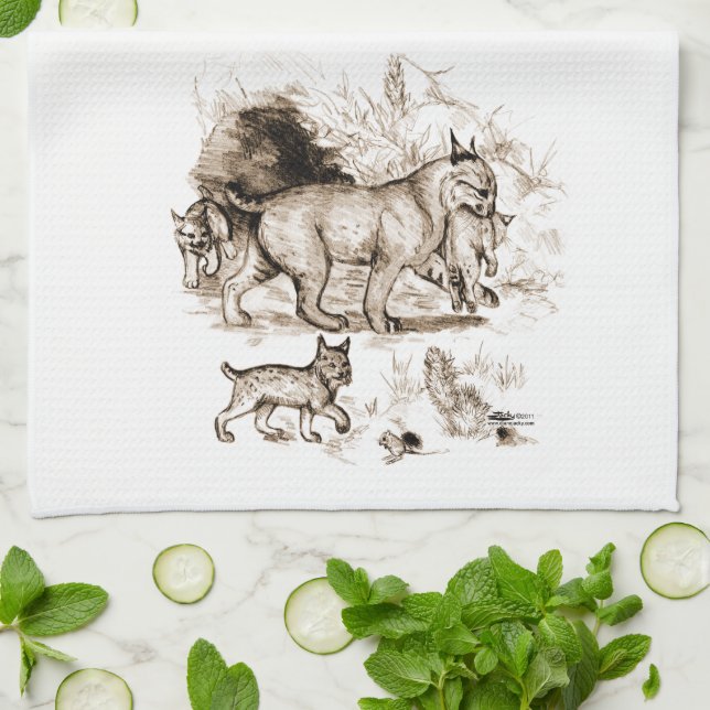 Bobcat Family Kitchen Towel (Folded)