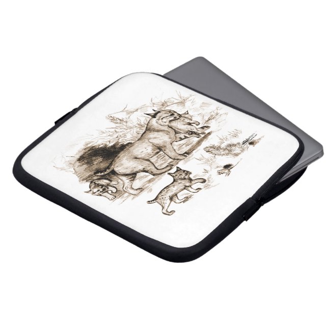 Bobcat Family Laptop Sleeve (Front Top)