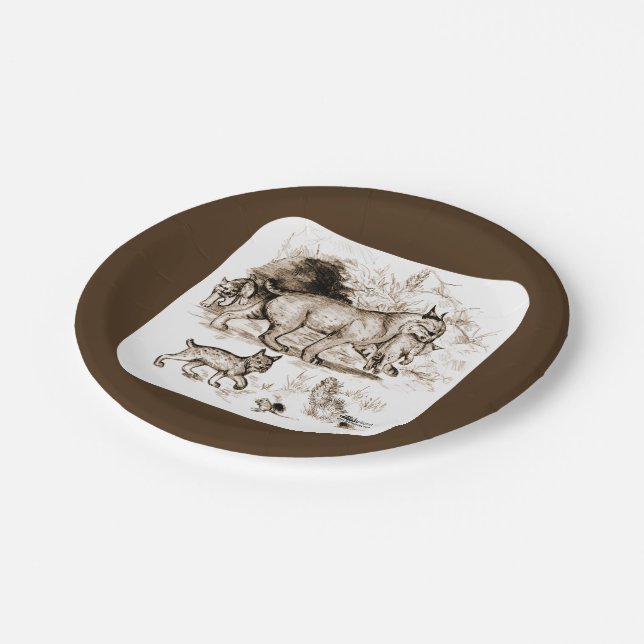 Bobcat Family Paper Plates (Angled)