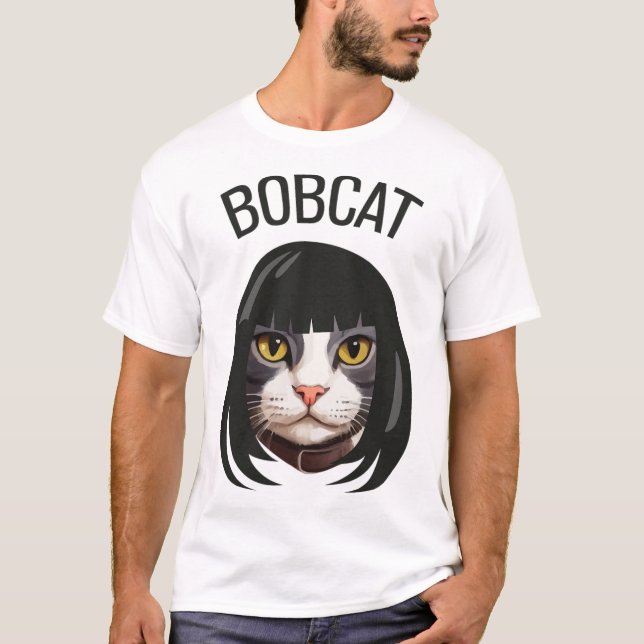 Bobcat Funny Cat Bob Haircut Trending Comedy Cat G T-Shirt (Front)