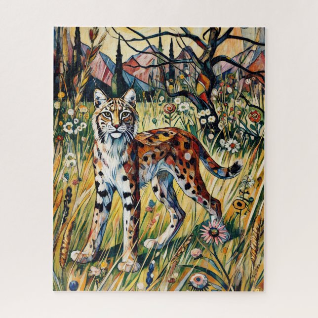 Bobcat in a Meadow 500 Piece Puzzle (Vertical)