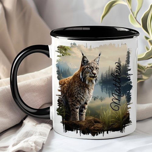 Bobcat In Forest Clearing Mug