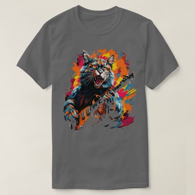 Bobcat Playing Guitar T-Shirt (Design Front)