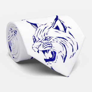 Bobcat Wild Cat Team Mascot Necktie Blue/White