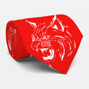 Bobcat Wild Cat Team Mascot White On Any Color Neck Tie