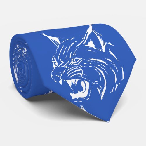 Bobcat Wild Cat Team Mascot  White On Any Color Neck Tie