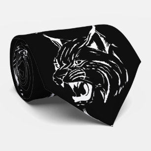 Bobcat Wild Cat Team Mascot White On Any Color Neck Tie
